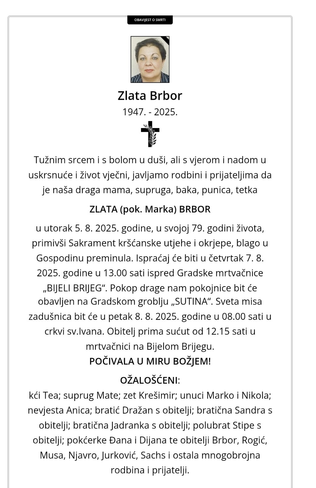 Preminula Zlata Brbor, spikerica čiji se glas pamti iz maja 1993.